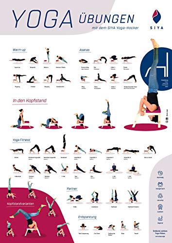 SIYA® Yoga Inspirations-Poster Kopfstandhocker - DIN A2 Format - Umkehrposen Asanas Fitness Partnerübungen von SIYA