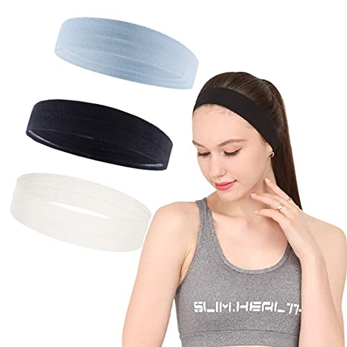 SJBAUTYO 3 Stück Sport Stirnbänder,Elastische Yoga Stirnband,rutschfeste Haarband,Sportliche Stirnband,Feuchtigkeit Wicking Schweißband für Jogging Yoga Radfahren Fitness von SJBAUTYO