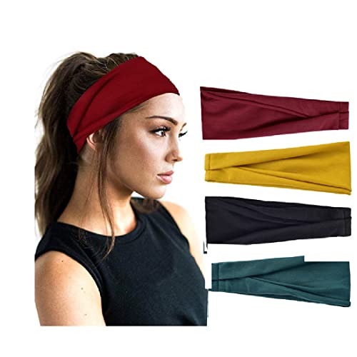 SJBAUTYO 4PCS Mode-Stirnbänder für Frauen,4 Stück haarband zum binden,Sportfan Stirnbänder,Haarbänder Elastisch,für Frauen Mann Yoga Workout Sport Headbands von SJBAUTYO