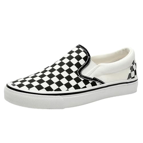 Segeltuchschuhe für Damen Schwarz-Weiße Plaid Leinwand Schuhe Für Männer Und Frauen Komfortable Paar Sneakers-5-41 von SJFYB