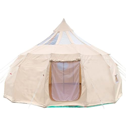 SJHDHDA Großes 5 m langes Glockenzelt aus Segeltuch für den Außenbereich, mit 900D-Oxford-Tuch, 4-Jahreszeiten-Luxus-Glamping-Jurte für Camping, Wandern und Partys, ausgiebig gelernt von SJHDHDA