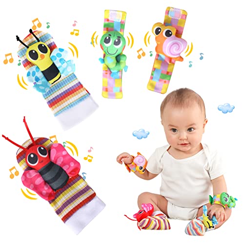 Fußfinder und Handgelenk Rasseln für Kleinkinder, Entwicklungsspielzeug für Babys und Kleinkindspielzeug Socken, sensorische Spielzeuggeschenke für Babys, Jungen und Mädchen, 0-12 Monate von SJYIH