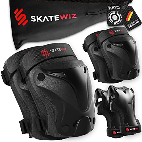 SKATEWIZ Protect-1 Knieschützer Kinder - Größe L in SCHWARZ - Für Skateboard Erwachsene und Jugendliche - Protektoren Erwachsene von SKATEWIZ