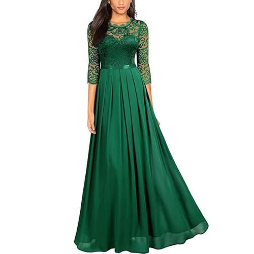 Abendkleider Elegant Für Hochzeit Jugendweihe Kleider Teenager Wedding Dresses Satin Kleid Lang Damen A-Linie Prom Verlobungskleid Abiballkleider Grün, L von SKFLABOOF