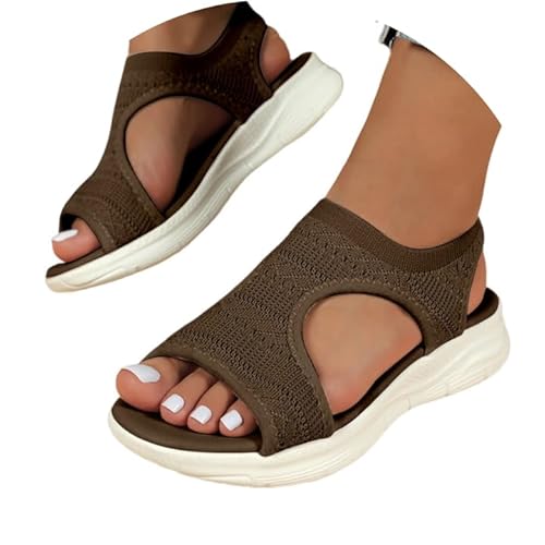 Orthopädische Sandalen Damen - Breite Füße Plateau Schlappen Mit Fußbett Sommerschuhe Sommer Weite Barfuss Offene Schuhe Elegant Und Bequem 001e Kaffee, 39 von SKFLABOOF