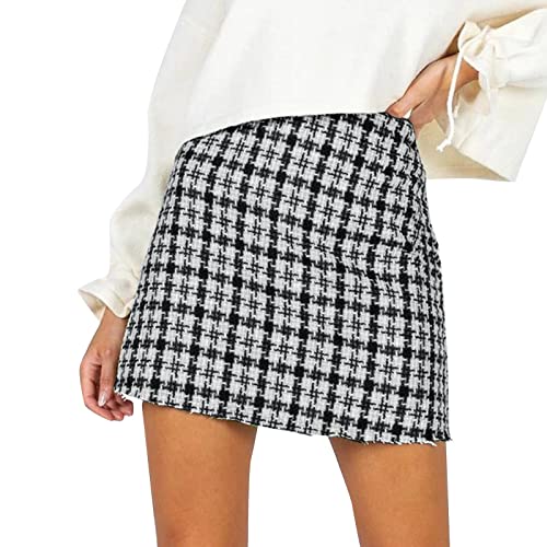 Karierter Rock Winter Damen Kariert Festival Skirts for Women Winterrock Elegant Wickelrock Kurze Röcke Minirock Schwarz, M Karierter Rock Winter Damen Kariert Festival Skirts for Women Winterrock Elegant Wickelrock Kurze Röcke Minirock Schwarz, M von SKFLABOOF