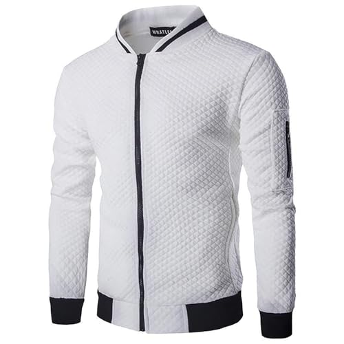 Bomberjacke Herren Übergangsjacke Arbeitsjacke Frühlingsjacke Racing Jacke Pilotenjacke Motorad Männer Blouson Leichte College Sportjacke Sommerjacke Freizeitjacke Dünne Weiß XL von SKFLABOOF