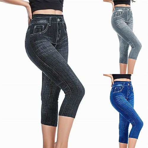 Female Jeans-Shorts | High Waist Mom Shorts Sommer Boyfriend Kurze Hose Denim Hotpants Retro Schmal Geschnittene 3/4 Jeanshose (001h Schwarz-3, L) von SKFLABOOF