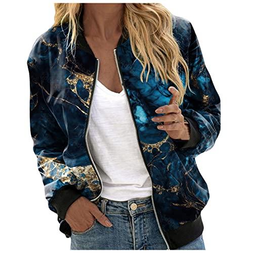 SKFLABOOF Bomberjacke Damen Frühling Bomberjacke Reißverschluss Sommer Sommerjacke Dünne Blouson Schwarz College Damenjacken Jacke Party Jacken Fliegerjacke Kurzjacke von SKFLABOOF