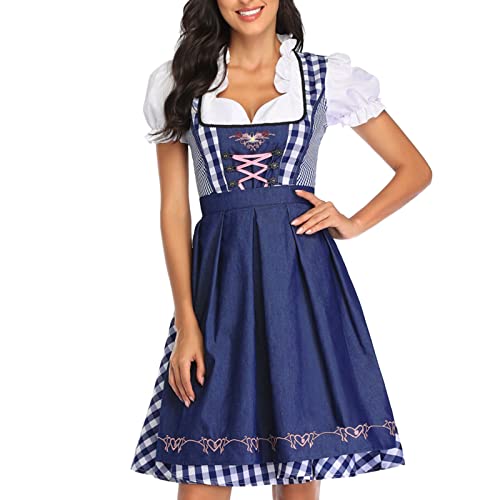 SKFLABOOF Trachtenkleid Damen Grün Midi Trachtenkleid Dirndlschürze Dirndlkleid Grosse Grössen Lang Rot Dirdl Costume Trachtenmode Blau Dirndl Diendl Kurz Dirndel Sale Blick Unters Dress von SKFLABOOF