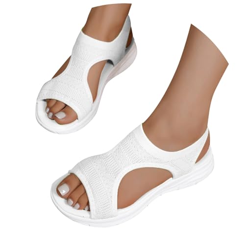 Orthopädische Sandalen Damen - Breite Füße Plateau Schlappen Mit Fußbett Sommerschuhe Sommer Weite Barfuss Offene Schuhe Elegant Und Bequem 001g Weiß, 39 von SKFLABOOF