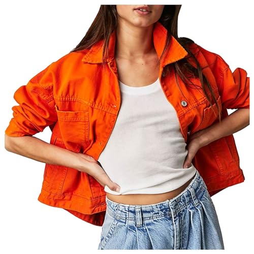 Jeans Jacken Für Damen Damen-Jeansjacken Jeansjacke Braut Jacke Festival Sommerjacke Übergangsjacke Sommer Orange, M Jeans Jacken Für Damen Damen-Jeansjacken Jeansjacke Braut Jacke Festival Sommerjacke Übergangsjacke Sommer Orange, M von SKFLABOOF