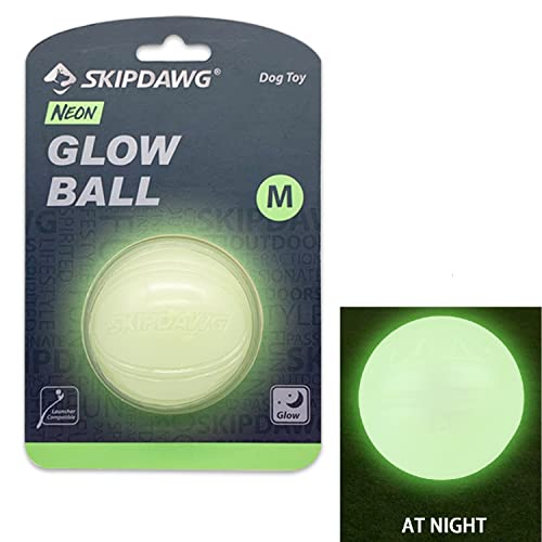 SKIPDAWG Neon Glow Ball, leuchtet im Dunklen, für Hunde, hochwertiger TPR-Kunststoff, mit Quietscher, sehr gut für Ballschleuder von SKIPDAWG