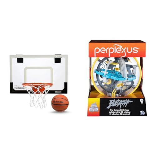 SKLZ Unisex Glow in The Dark Mini Basketball Hoop & Spin Master Games Perplexus Beast, 3D-Kugellabyrinth mit 100 Hindernissen - für fingerfertige Perplexus-Fans ab 8 Jahren von SKLZ
