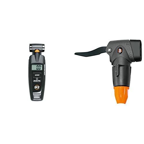 SKS GERMANY AIRCHECKER ( AV / SV ) 2. Generation Druckluftprüfer für Fahrräder (hohe Messgenauigkeit, Ventilanschluss: AV & SV, digitale Anzeige, beleuchtetes Display, Druckablassknopf), Schwarz von SKS GERMANY