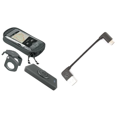 SKS GERMANY COMPIT+ & COM/SMARTBAG Fahrrad-Handyhalterung inkl. Powerbank & Smartphonetasche (winkelverstellbare Halterung, Wasserabweisende Handytasche), Schwarz & Unisex-Adult Cable Typ C USB, Black von SKS GERMANY