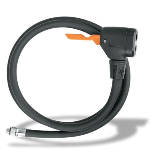 SKS GERMANY Schlauch mit MV Easy-Kopf Ersatzteil für RENNKOMPRESSOR Fahrradpumpenschlauch (Pumpenkopf mit Schlauch, alle Ventilarten, 1170 mm, Gewinde M 8 x 0,75), schwarz von SKS GERMANY