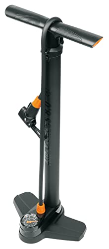 SKS GERMANY AIR-X-PRESS 8.0 Standpumpe (Luftpumpe mit MULTI VALVE-Ventilkopf in modernem Design, präzise Druckkontrolle, sicherer Halt und angenehme Haptik, Druck max.: 8 bar/115 PSI), schwarz, 600 mm von SKS GERMANY