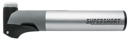 SKS GERMANY SUPERSHORT Minipumpe für Fahrräder (Fahrradpumpe mit Teleskopfunktion, abnehmbares Aluminiumrohr und ergonomischer T-Griff, geeignet für alle Ventilarten, inkl. Pumpenhalterung), Silber von SKS GERMANY
