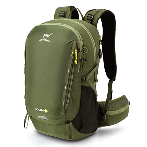 SKYSPER BOGDA 30 Wanderrucksack 30L Camping Backpack mit Rückenbelüftung & Trinksystem Trekkingrucksack aus atmungsaktivem 3D Air Mesh Polyester Camping Outdoor Wandern Rucksack von SKYSPER