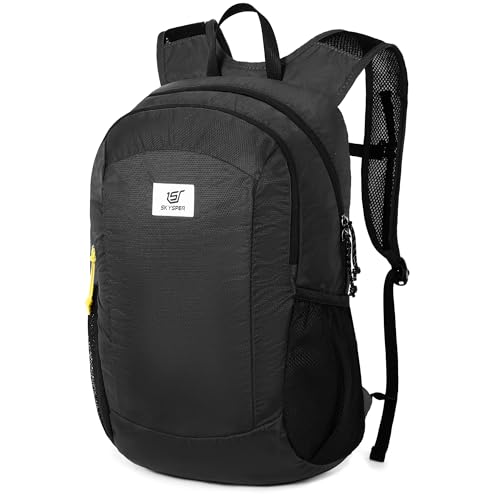SKYSPER ISHELL16 Flatbarer Leichter Wanderrucksack mit RFID-Sicherung | Tagesrucksack für Outdoor & Wandern | Unisex Rucksack (16L,schwarz) von SKYSPER
