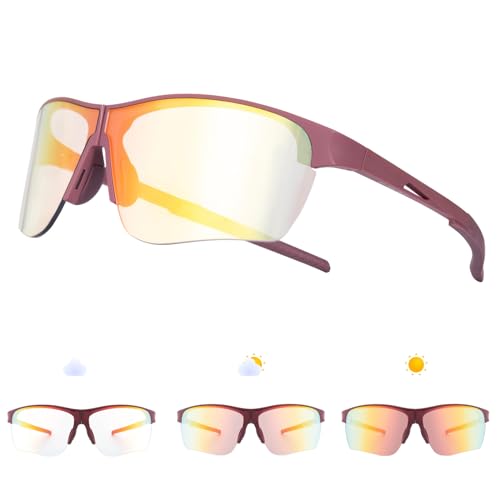 SKYWAY Selbsttönende Fahrradbrille Damen Herren Faltbare Photochromatische Radbrille Sonnenbrille für Radfahren Laufen Baseball Mountainbike Outdoorsport UV400 Schutz von SKYWAY