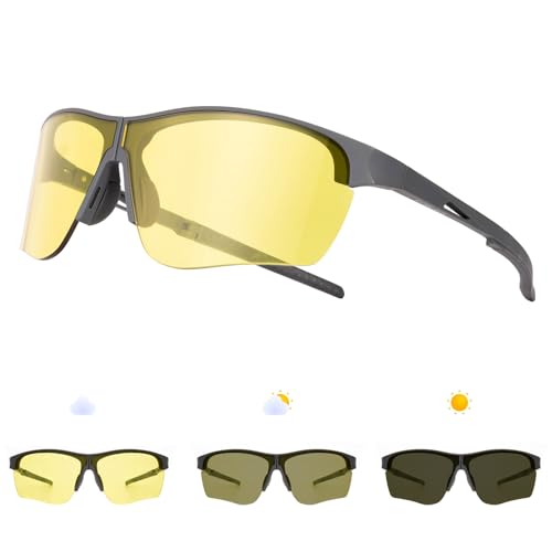 SKYWAY Selbsttönende Fahrradbrille Herren Damen Faltbare Photochromatische Radbrille Sonnenbrille für Radfahren Laufen Baseball Mountainbike Outdoorsport UV400 Schutz von SKYWAY