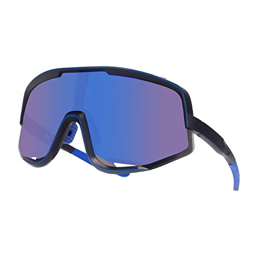 SKYWAY Radsport Sonnenbrille Herren Damen, Wrap-Around-Sonnenbrille für Laufen, Radfahren, Softball, Baseball, MTB, UV-Schutz (Blau) von SKYWAY
