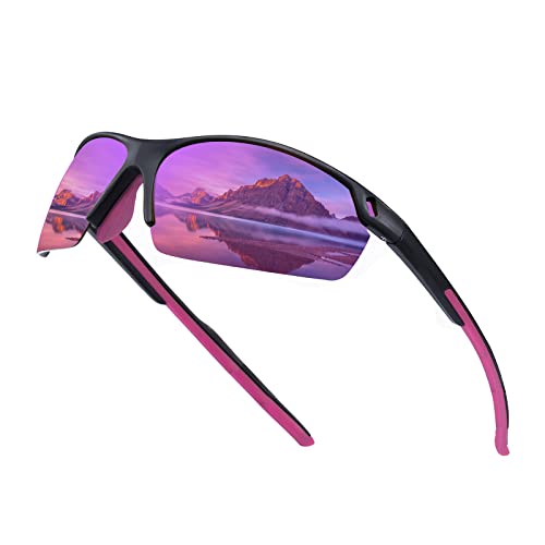 SKYWAY Sonnenbrille Fahrradbrille Radsportbrillen Damen Herren TR90 Superleichtes Rahmen Polarisierte Sportbrille für Radfahren Laufen und Fischen UV400 Schutz von SKYWAY
