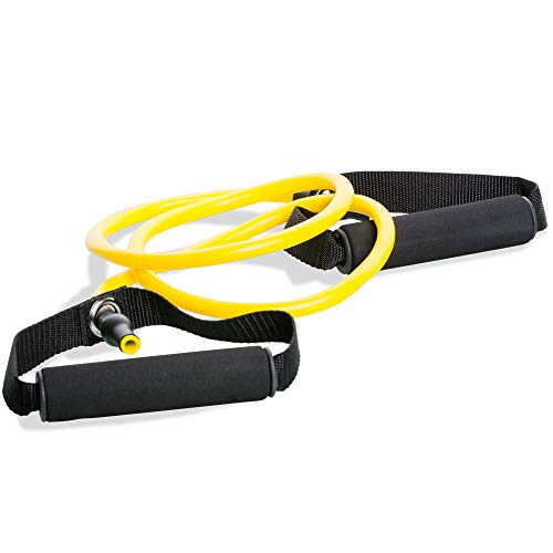 SL StarTube gelb (leicht) | Gymnastikbänder Fitnessbänder Expander | mit Griffen, latexfrei, puderfrei | Für Krafttraining und Fitness von SL