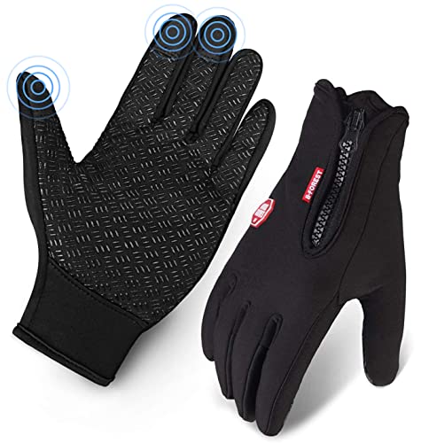 Fahrrad-Handschuhe, wasserabweisend Touchscreen im Winter Outdoor Fahrradhandschuhe einstellbare Größe schwarz von SLB