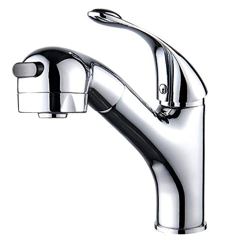 Mixer Tap Tap High Bogen Pull Out Basin Küchenspüle Wasserhahn mit Pull Down Sprühgerät Chrom Festmesser Stange Kleine Einzelhebel -Mixer -Waschbecken -Wasserhähne Kleiner eines 360 -Grad -Griff. von SLCHJX