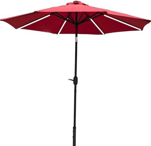 Outdoor Garden Parasole 2,7 m Garten Parasol Regenschirm 360-Grad-LED-Markt Patio Regenschirm mit 8 LED Solar Lights Outdoor Patio Strand Sonnenschatten, von SLCHJX