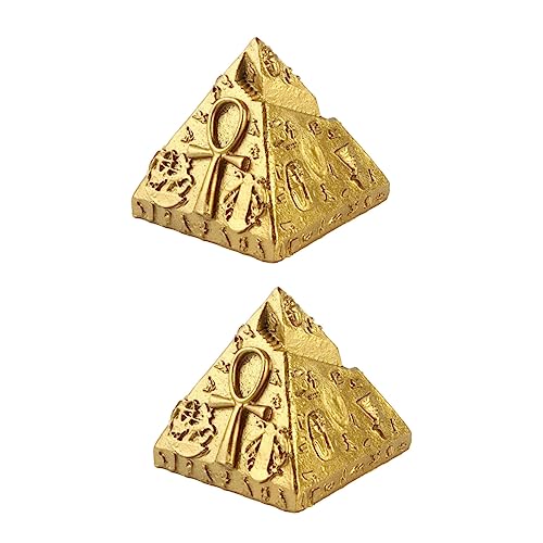 SLCHJX Wandleuchte 2Sets Pyramidenschmuck Pyramidendekor Miniaturpyramidenpyramidenpyramiden -Figurin Ägypten Pyramidenskulptur Pyramidenstatue Pyramiden Replik Pyramidenpapierharz Golden 2pcs*2 von SLCHJX