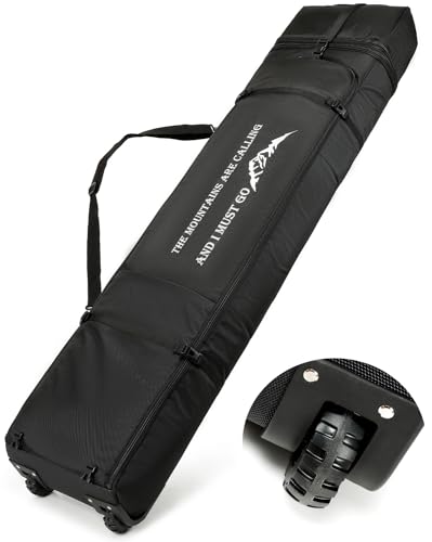 SLINRKE Snowboardtasche mit Rollen - Snowboardtasche für Flugreisen, Länge verstellbar bis 190 cm, gepolsterte Skitasche für Snowboard, Stiefel, Handschuhe, Ski & Zubehör von SLINRKE