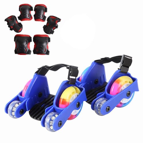 Absatz-Rollschuhe Schuh-Rollschuhe Mit Zusatzrädern Und Schützern Glitter-Größenverstellbarer Walker (Blau) von SLYHHZHMY