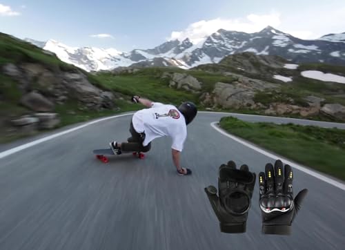 SLYHHZHMY Skateboarding Handschuhe mit Sliders, Standard Longboard Downhill Handschuhe Sliding Handschuhe Flint Flower Skateboarding Handschuhe (Schlichter Schieberegler) von SLYHHZHMY