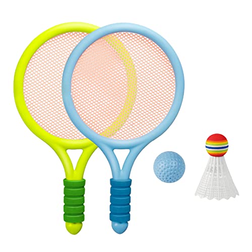 SM SunniMix Tennisschläger Set Kinder ab 2 Jahre, Kinder Badmintonschläger Set mit und Badminton-Federball, Kinder 2 in 1 Badminton Tennis Schläger Draussen Spielzeug für Outdoor Sport, Grün blau von SM SunniMix