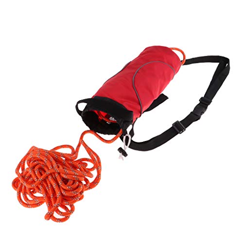 Wurfsack Rettungswurfleine/Schwimmseil Mit Tasche - 21 Meter reflektierendes Seil rot schwarz Tasche von SM SunniMix