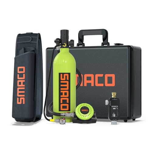 SMACO Mini-Tauchflasche 1L Tauchzylinder Unterstützen Sie die Unterwasseratmung für 15-20 Minuten Mini-Tauchausrüstung Kann für Unterwasser-10-m-Tauchübungen/Unterwasserarbeiten, Paket B, Grün von SMACO