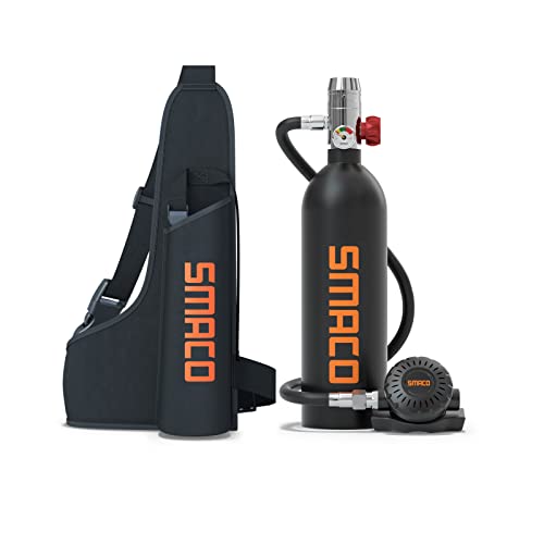 SMACO S400Pro Mini Tauchflasche Sauerstoffflasche Tauchflasche 1L Taucherflasche zum Mit 15 Bis 20 Minuten Tauchen Sauerstofftank Taucher Set Tauchausrüstung Tragbare Taucher ausrüstung 