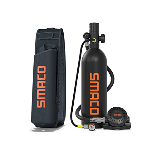 SMACO S400Pro Mini Tauchflasche Sauerstoffflasche Tauchflasche 1L Taucherflasche zum Mit 15 Bis 20 Minuten Tauchen Sauerstofftank Taucher Set Tauchausrüstung Tragbare Taucher ausrüstung 