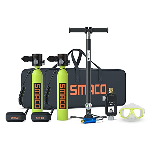 SMACO S300Plus Mini Tauchflasche Sauerstoffflasche Taucherflasche Mini zum tauchen Mit 5 Bis 10 Minuten Tauchen Sauerstofftank Taucher Set Tauchausrüstung Tragbare 0.5L von SMACO