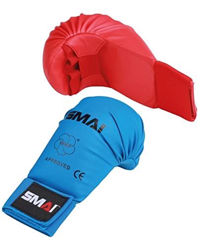 SMAI WKF Karate Handschutz ohne Daumen, Blau, Handschuhe, Faustschützer (M) von SMAI