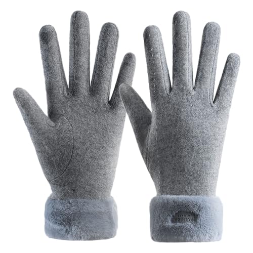SMARONG Winter Touchscreen Handschuhe Damen Winterhandschuhe Thermohandschuhe Warme Laufhandschuhe mit Fleecefutter Fingerhandschuhe Touch Fahrradhandschuhe Thermo Strickhandschuhe für Outdoor(Grau) von SMARONG