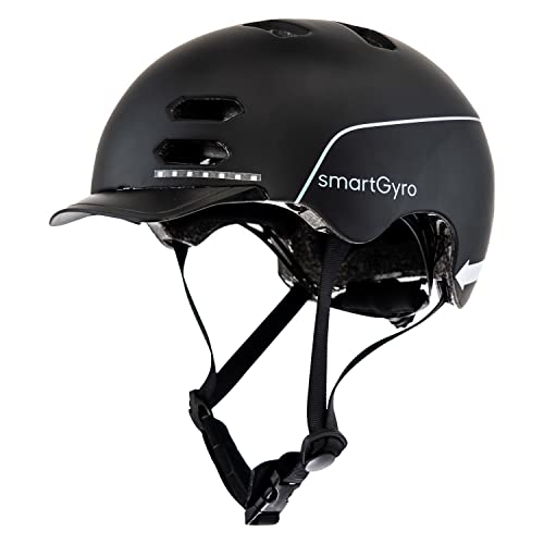 smartGyro Smart Helmet – Smart Helm mit automatischem Bremslicht, Größe M, EPS + PC, Batterie, Frontvisier, LEDs vorne und hinten, schwarze Farbe von SMARTGYRO