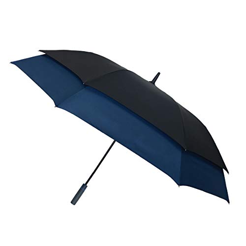 SMATI Golfschirm Double Extension - Ultra windstabil; Durchmesser=128cm ist gleich einem Golfschirm; automatische Öffnung; Regenschirm für Zwei Personen; Regenschirm für Herren; Farbe SCHWARZ/BLAU. von SMATI