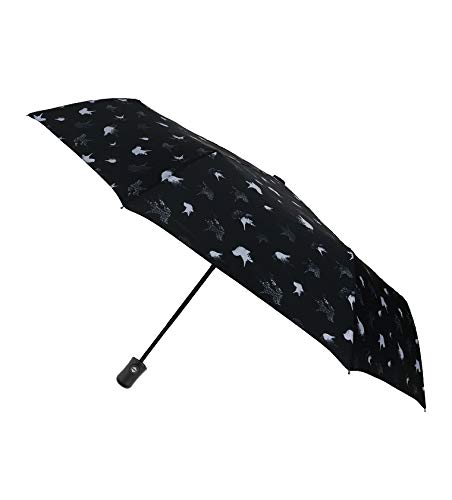 SMATI Kleiner Taschenschirm - kompakte - Sturmsicherer Regenschirm winddicht (Weiße Vögel) von SMATI