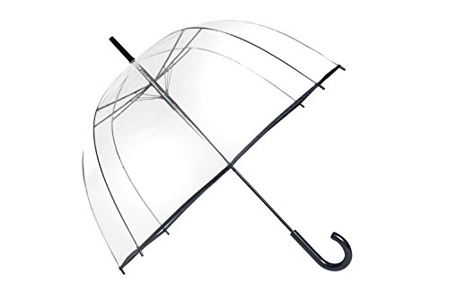 SMATI Regenschirm lang transparent - Glockenform; Klassisch und basic; Automatisch öffnend; Durchmesser=85cm; Damenregenschirm; Farbe gesäumt SCHWARZ. von SMATI