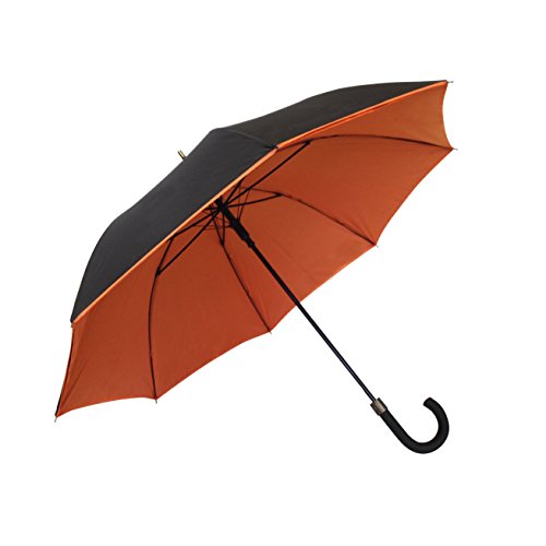 SMATI großer Doppeltuchschirm - Ultra windstabil; Durchmesser=105 cm; automatische Öffnung; Regenschirm für Zwei Personen; Regenschirm Mann/Frau; Farbe SCHWARZ/ORANGE von SMATI